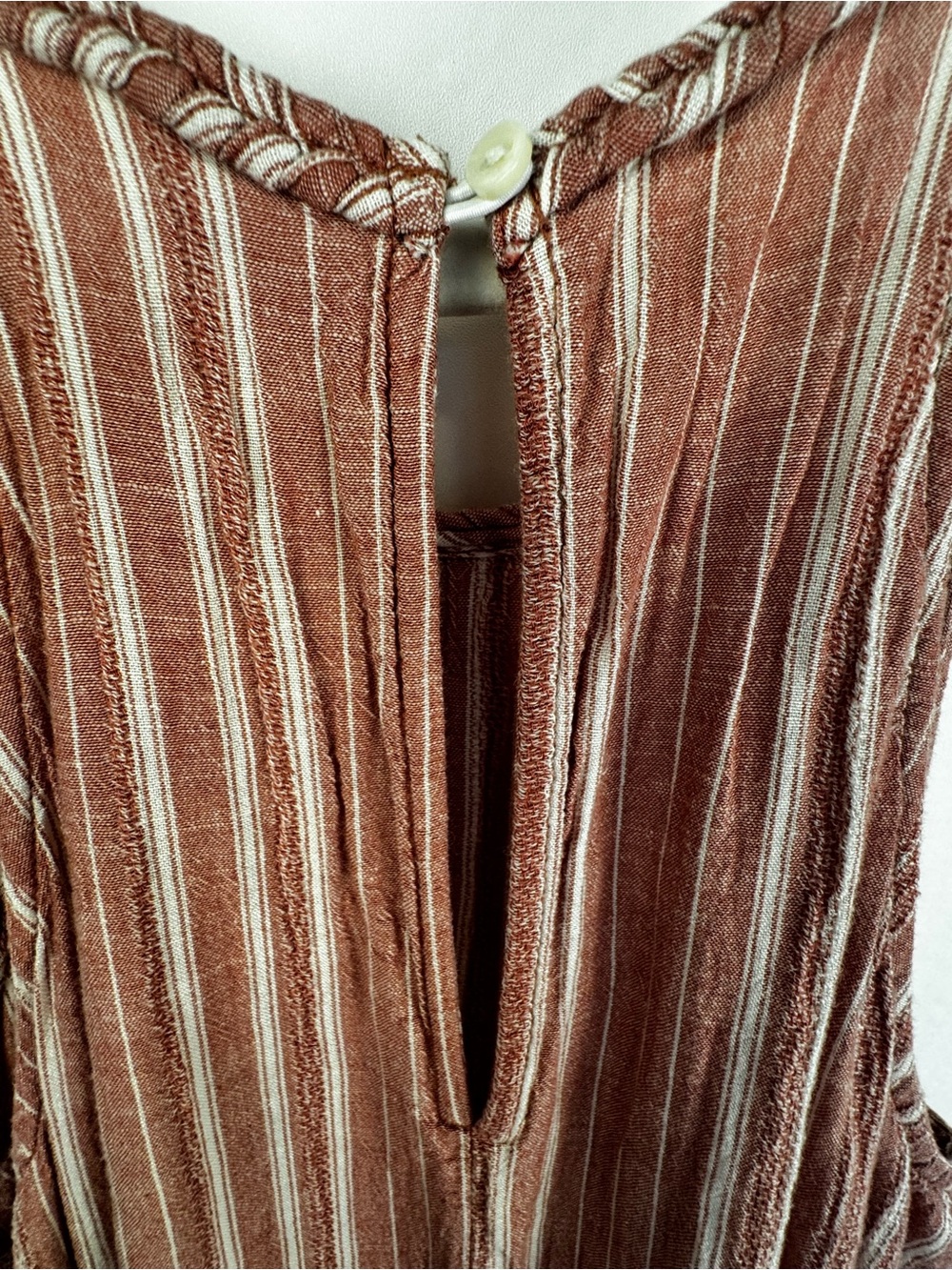 Old Navy Rust Striped Linen Blend Maxi Dress Medium Boho Cottagecore Summer - Picture 10 of 14